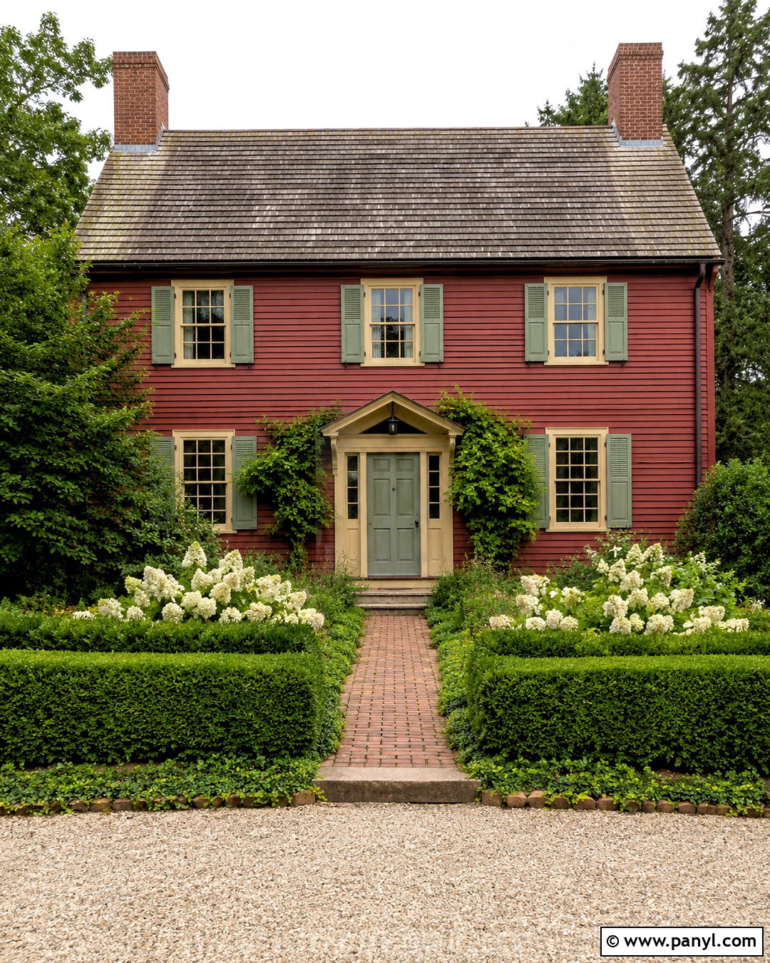 Brick Red House With Sage Trim - 20 outside house colour ideas