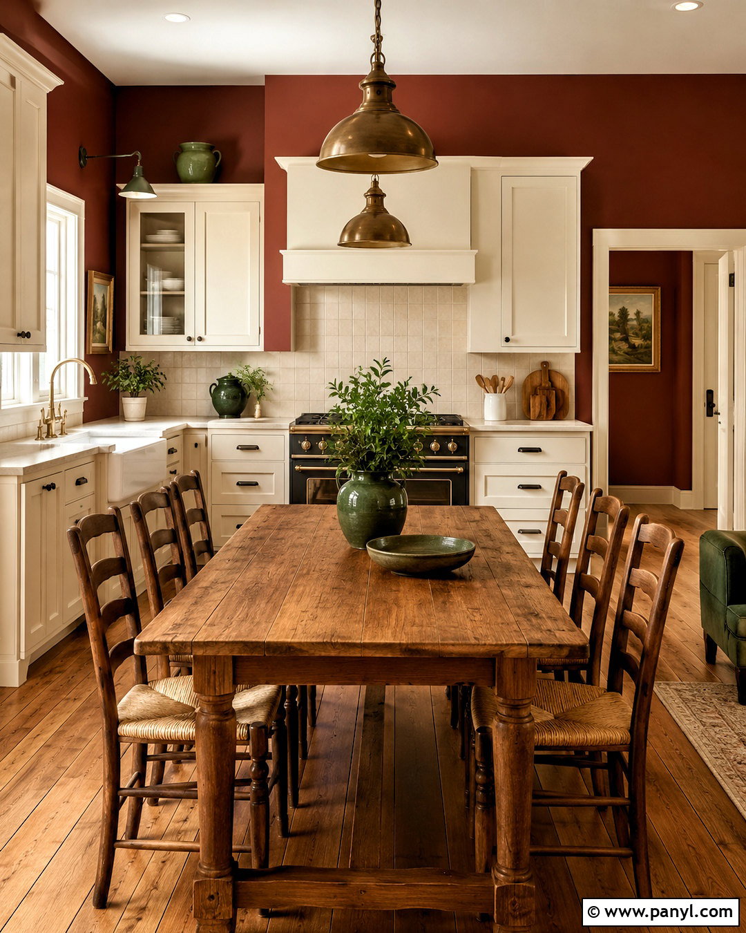 Brick Red Kitchen Walls With White Cabinets - 40 kitchen wall color ideas