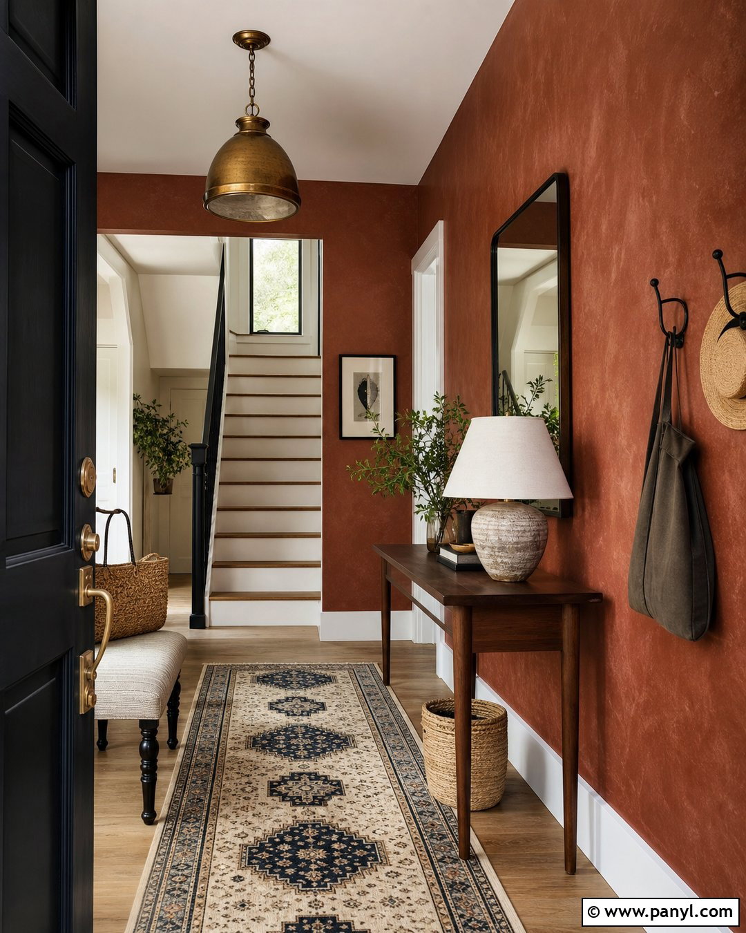 Brick Red Limewash Entryway - 50 Limewash Walls