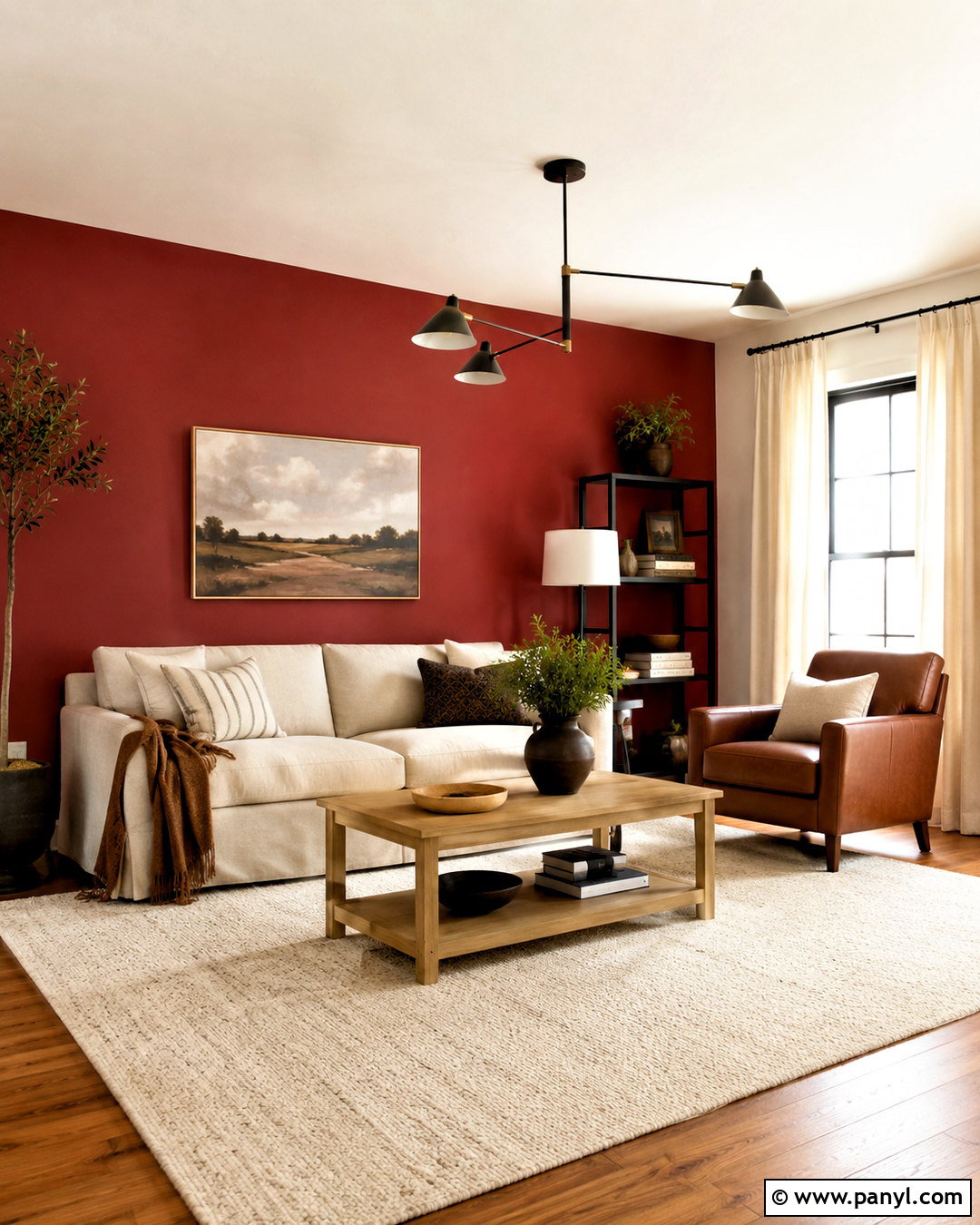 Brick Red Living Room Accent Wall - 20 paint room red ideas