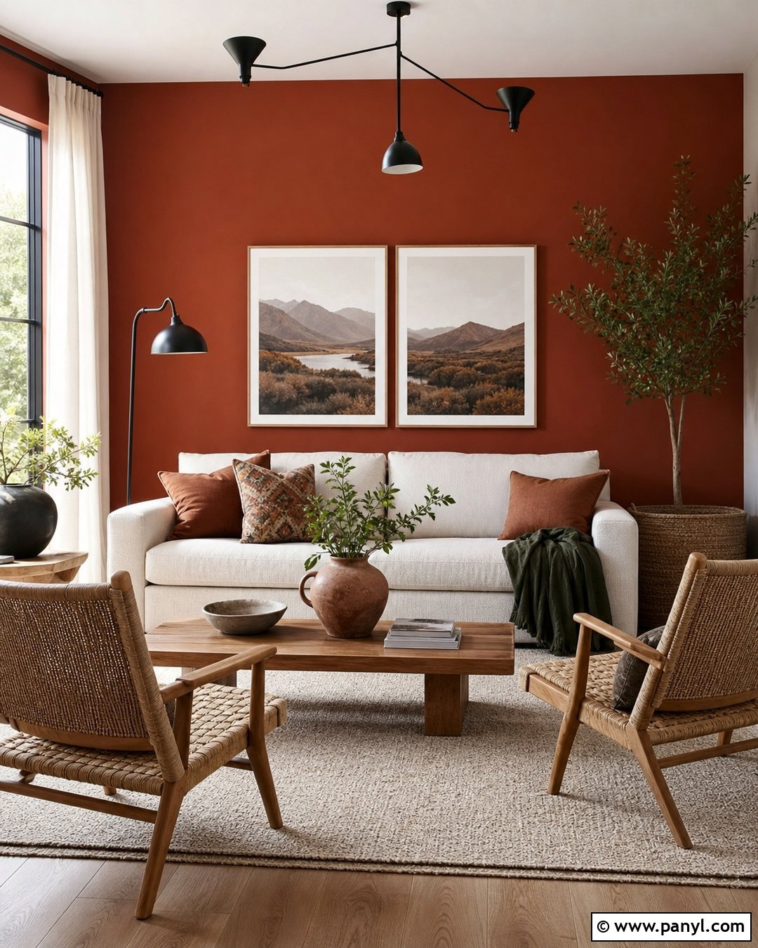 Brick Red Living Room Wall - 20 Red Wall Transformation Ideas