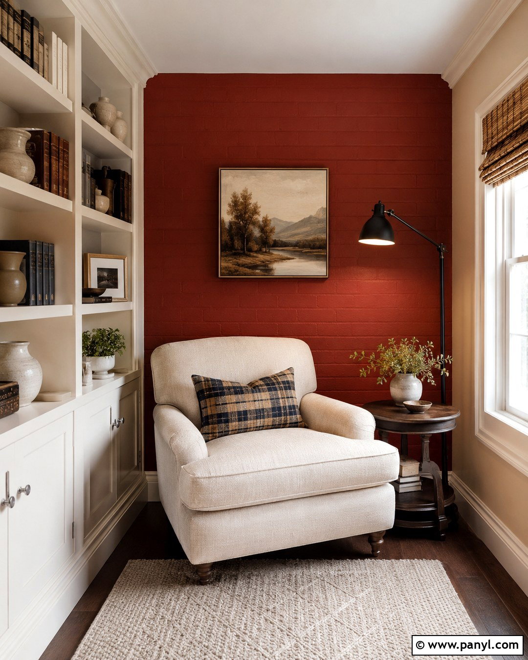 Brick Red Reading Nook Wall - 20 Pop Of Color Wall Paint Ideas