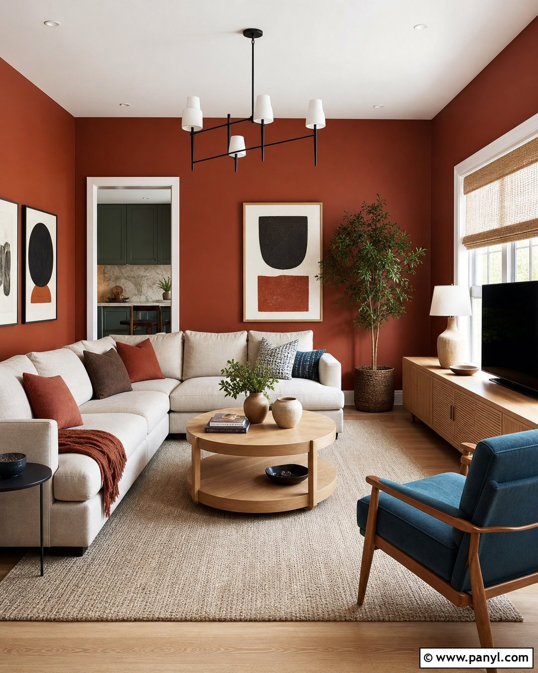 Brick Red Wall Living Room - 20 Red Wall Home Interior Ideas