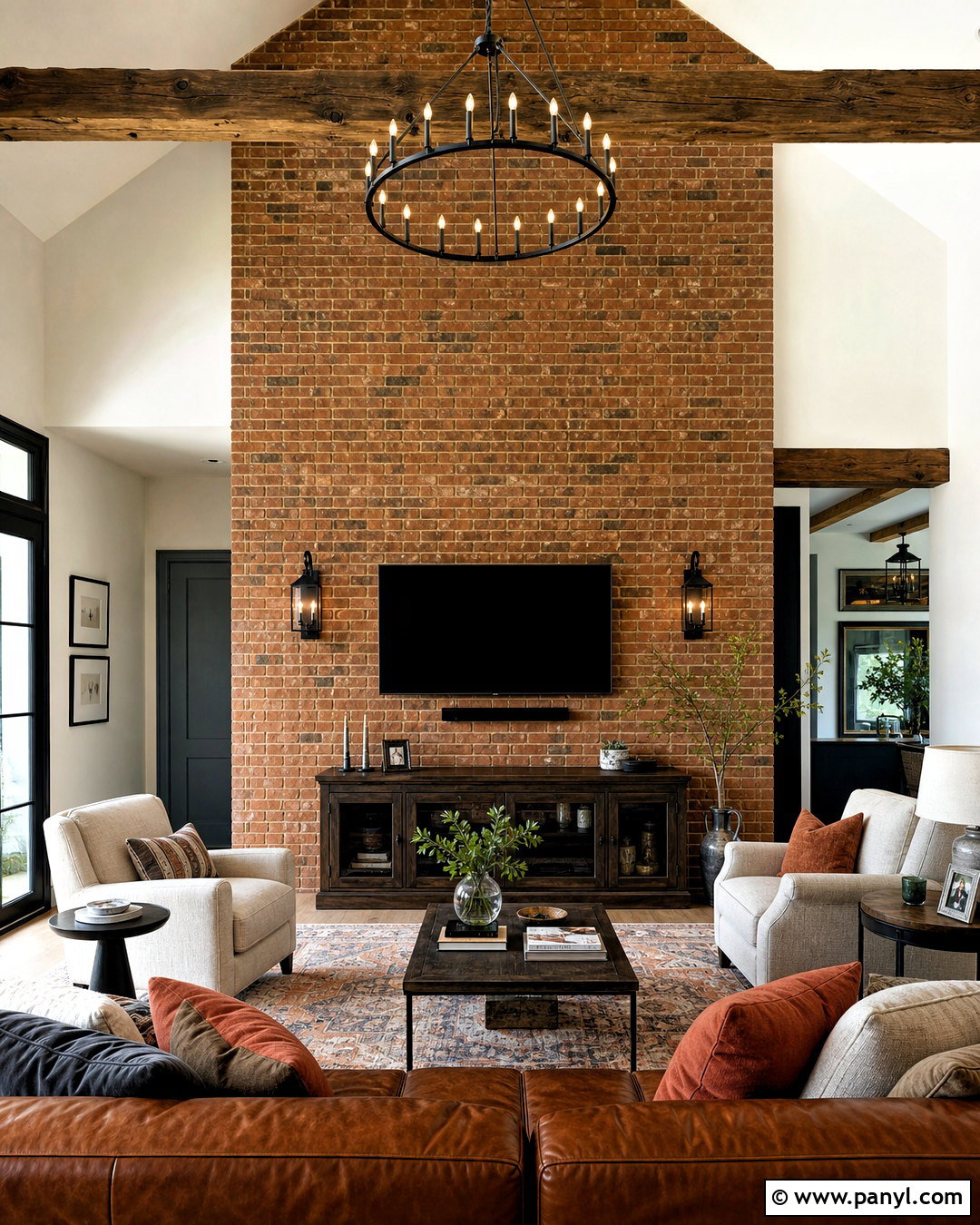 Brick TV Wall - 20 high ceiling tv wall ideas