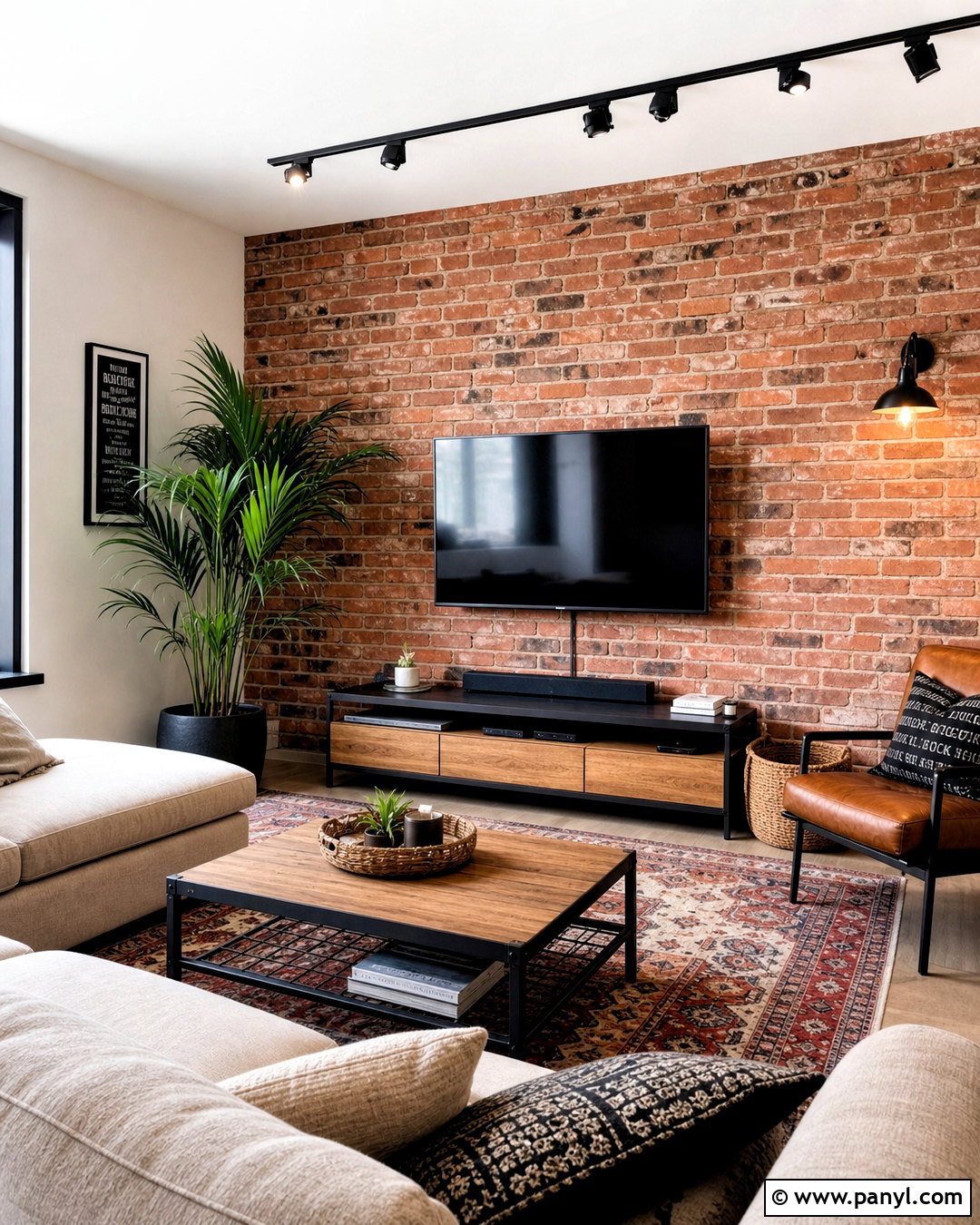 Brick TV Wall - 20 tv background wall design ideas