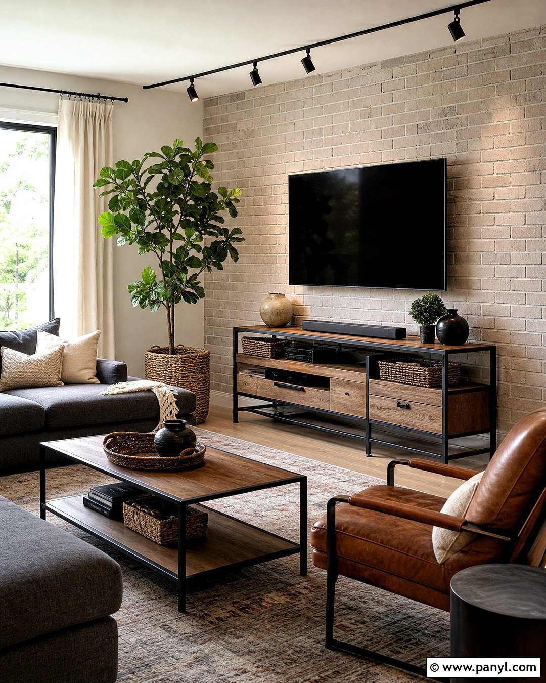 Brick TV Wall - 20 tv decoration wall modern ideas