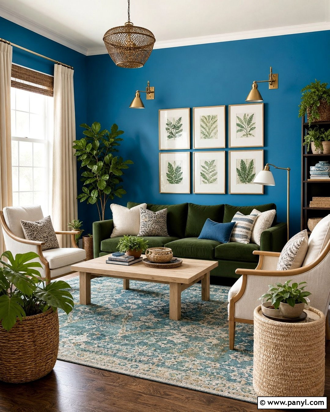Bright Blue Wall With Green Furniture - 20 Bright Blue Wall Color Ideas