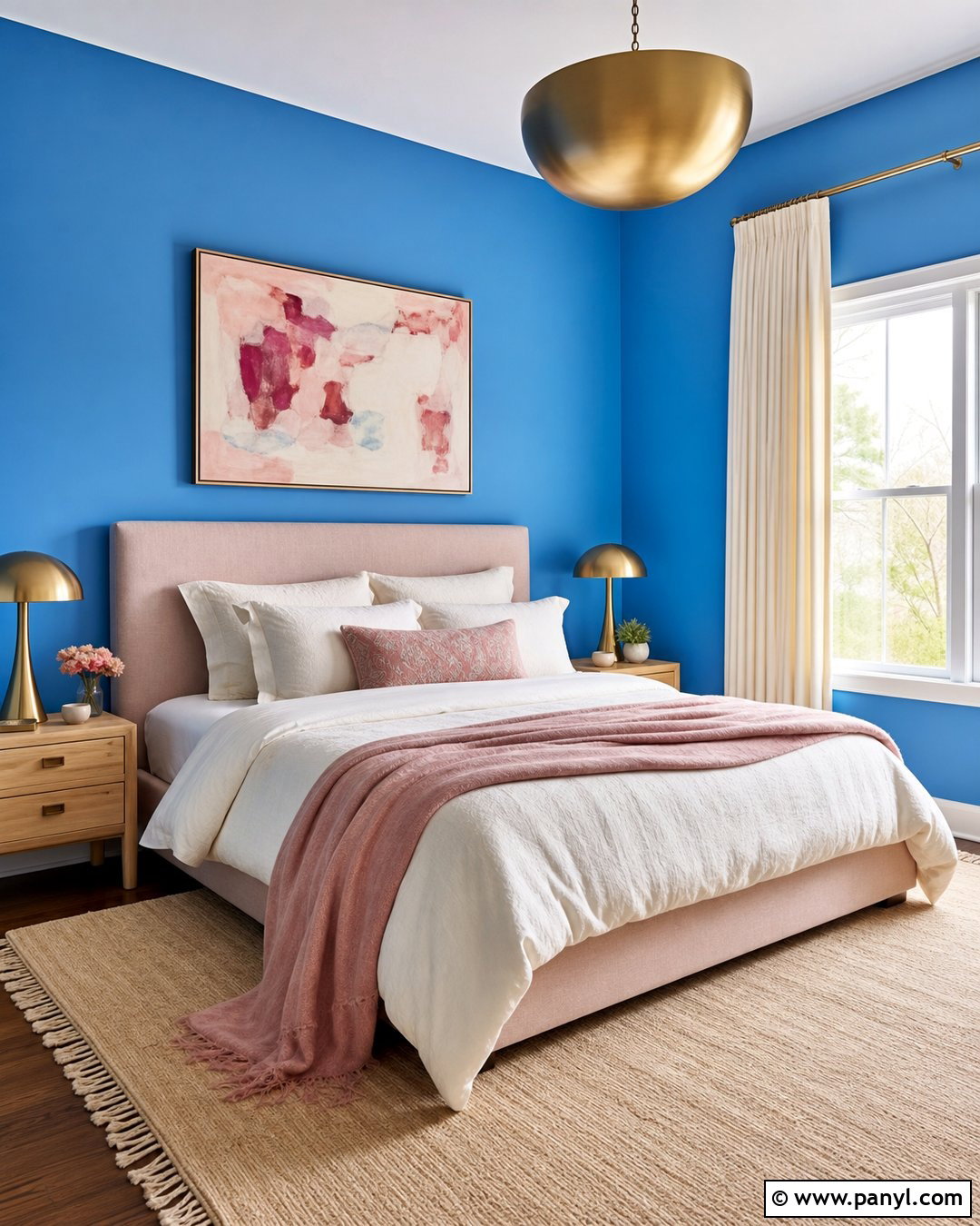 Bright Blue Wall With Pink Decor - 20 Bright Blue Wall Color Ideas