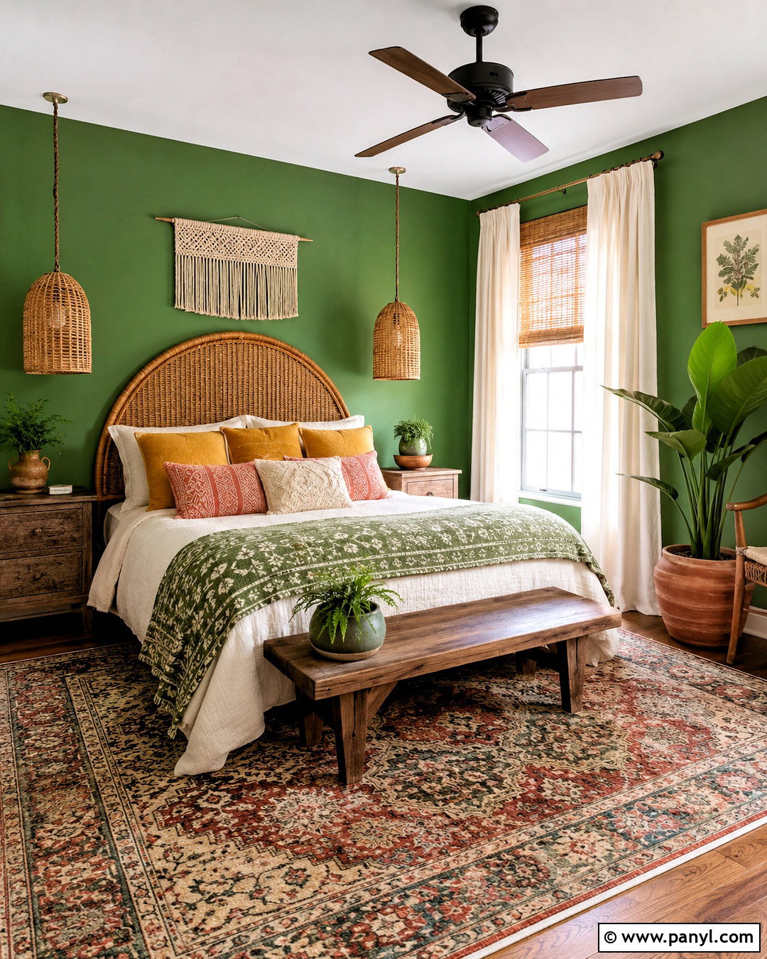 Bright Green Boho Bedroom - 20 bright green bedroom ideas
