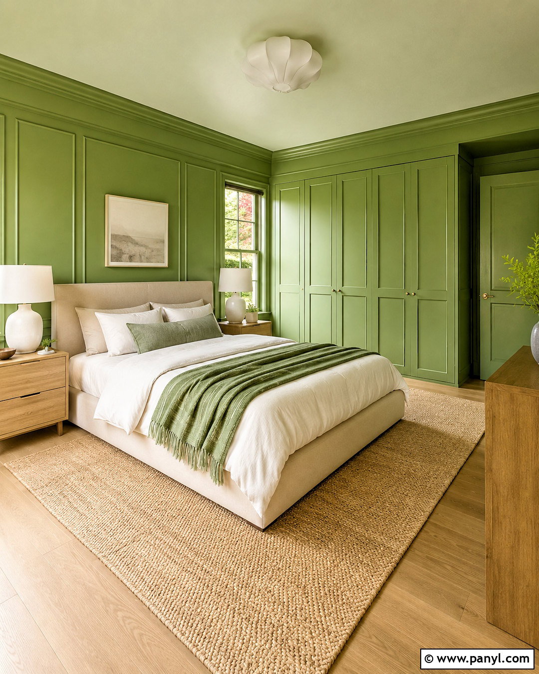 Bright Green Color Drenched Bedroom - 20 bright green bedroom ideas