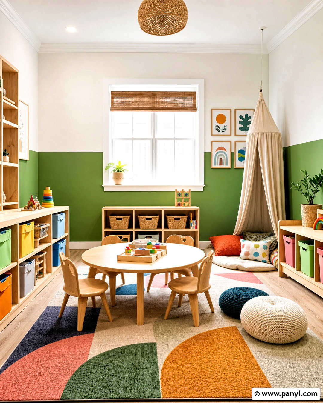 Bright Green Half Wall Playroom - 20 half green wall ideas
