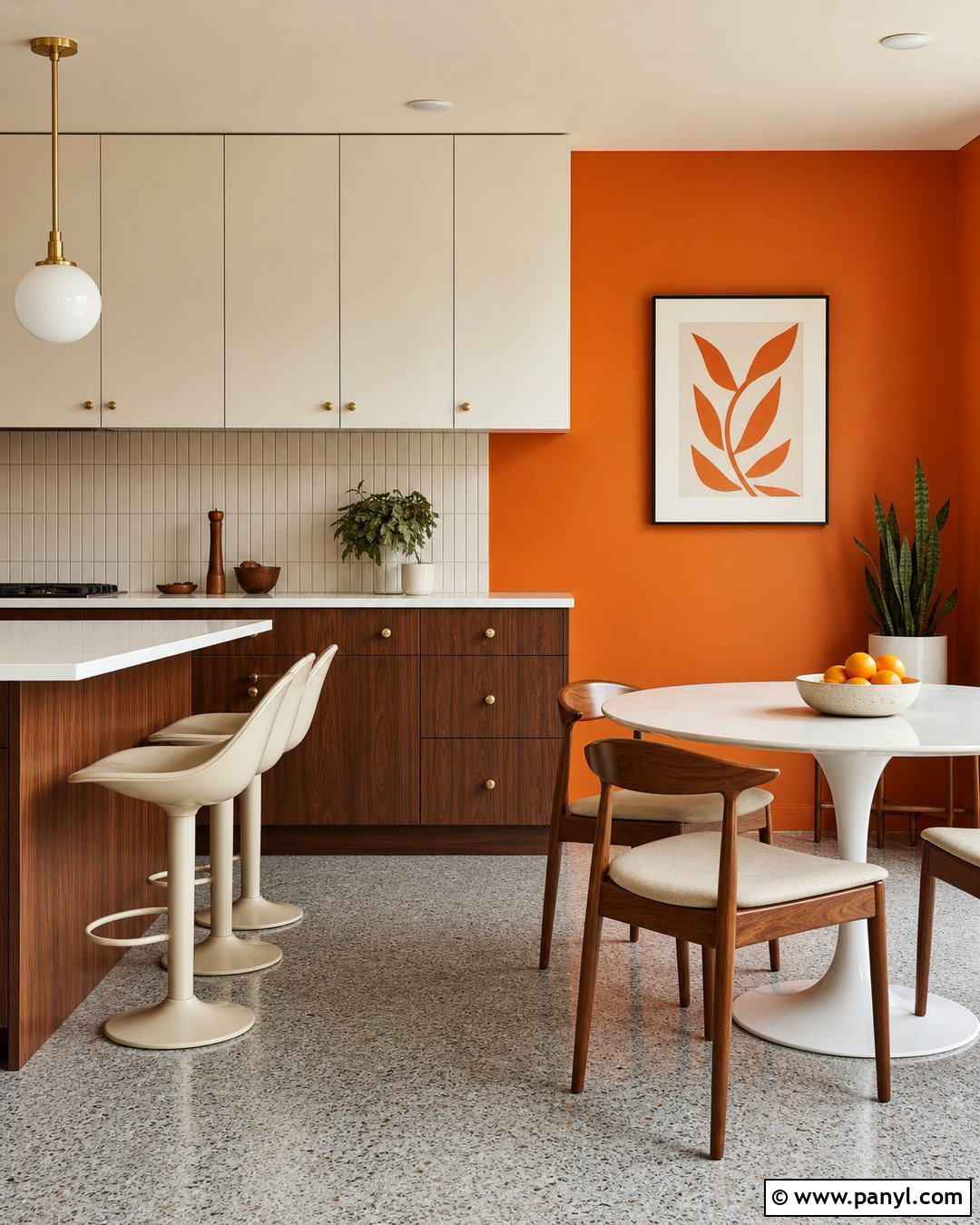 Bright Orange Kitchen Walls In A Midcentury Kitchen - 20 bright orange kitchen walls