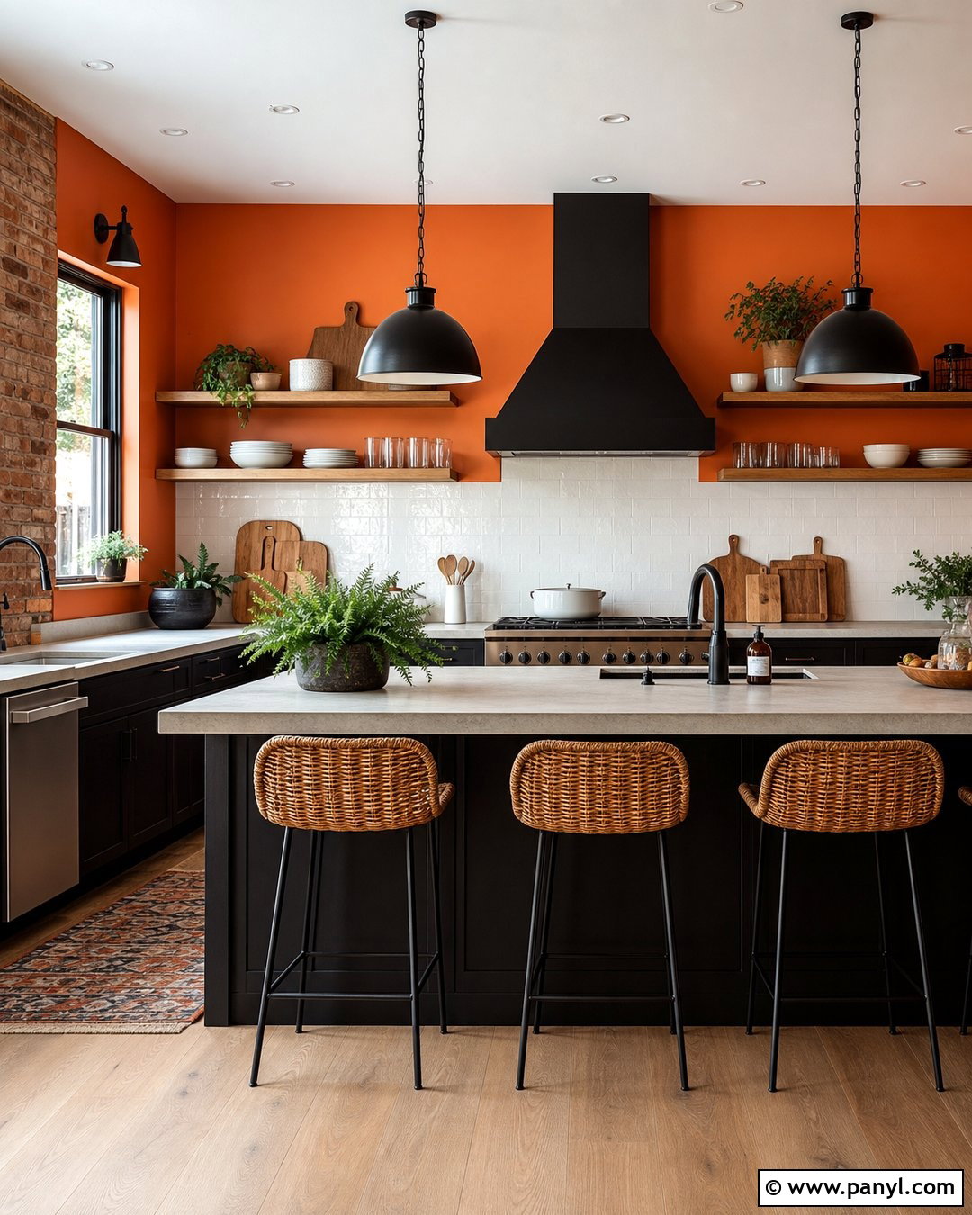Bright Orange Kitchen Walls With Black Cabinets - 20 bright orange kitchen walls