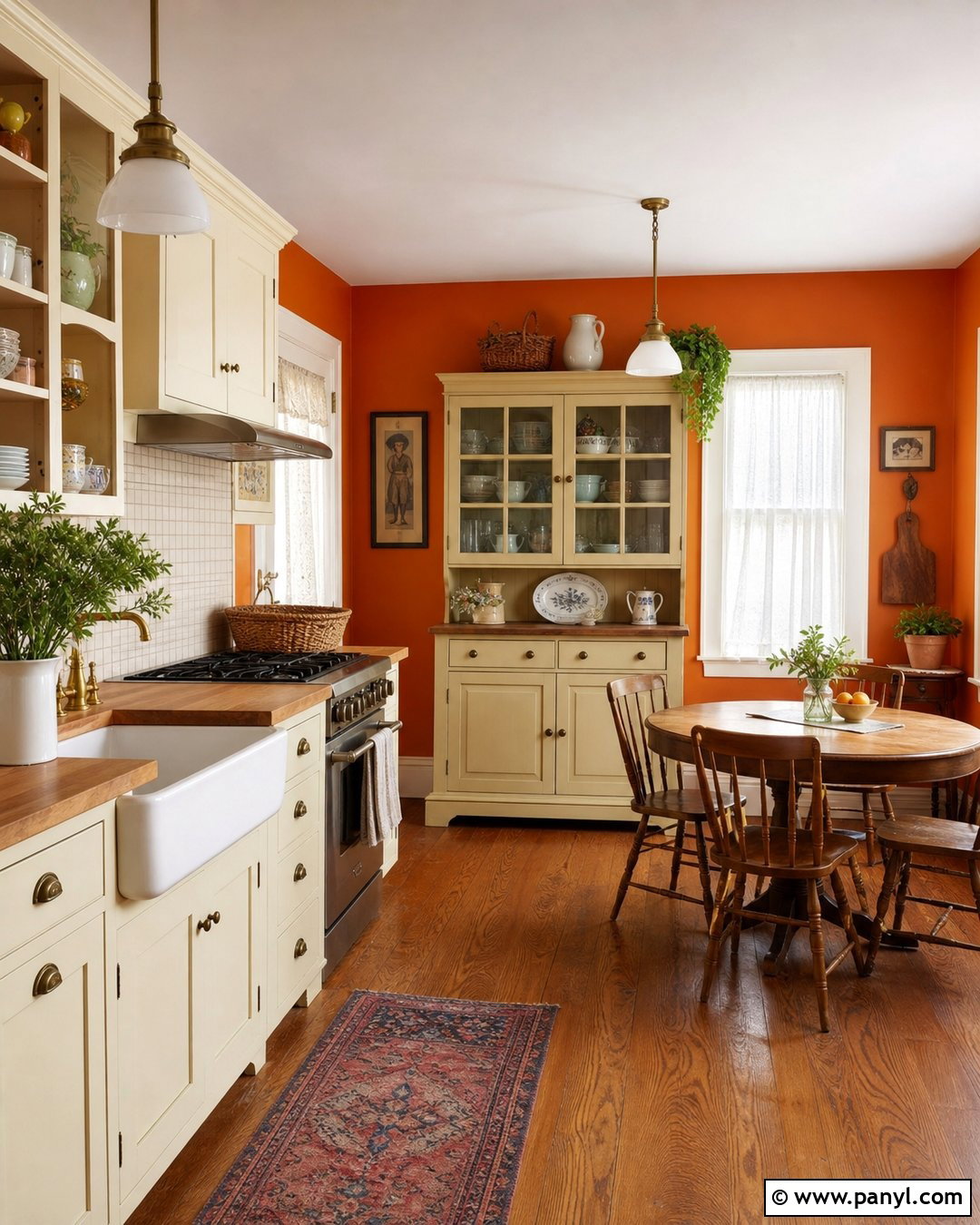 Bright Orange Kitchen Walls With Cream Cabinets - 20 bright orange kitchen walls