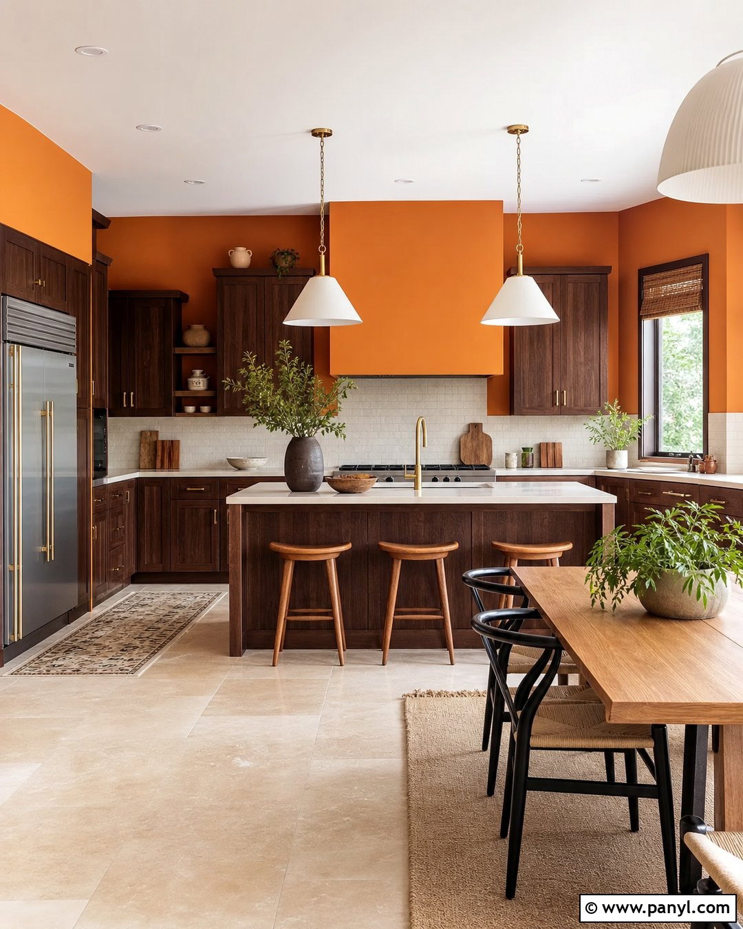 Bright Orange Kitchen Walls With Dark Wood Cabinets - 20 Orange Wall Paint Ideas Kitchen Ideas