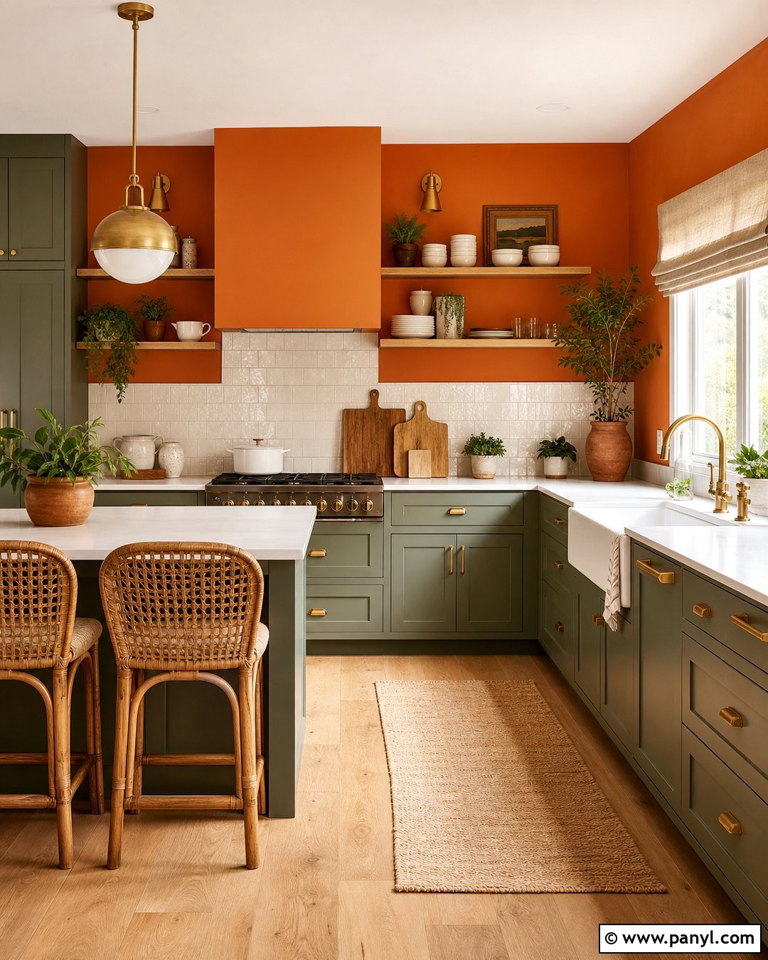 Bright Orange Kitchen Walls With Sage Green Cabinets - 20 bright orange kitchen walls