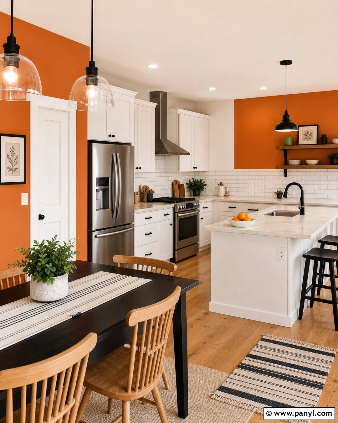 Bright Orange Kitchen Walls With White Subway Tile - 20 bright orange kitchen walls