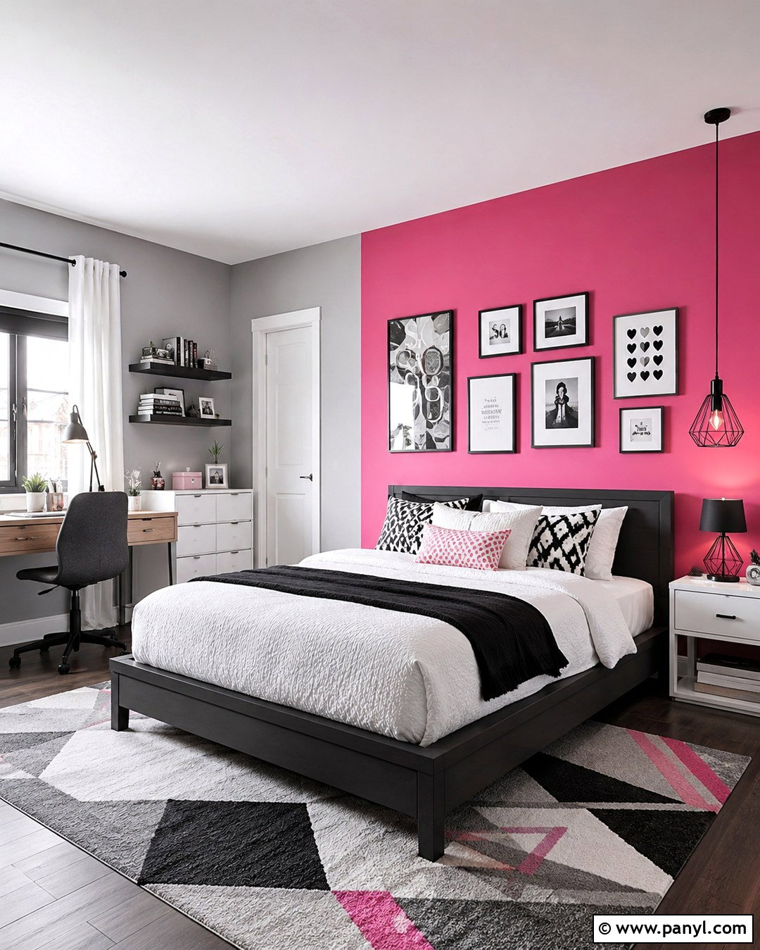 Bright Pink Accent Wall Teen Bedroom - 20 Grey Walls With Pink Accent Wall Ideas