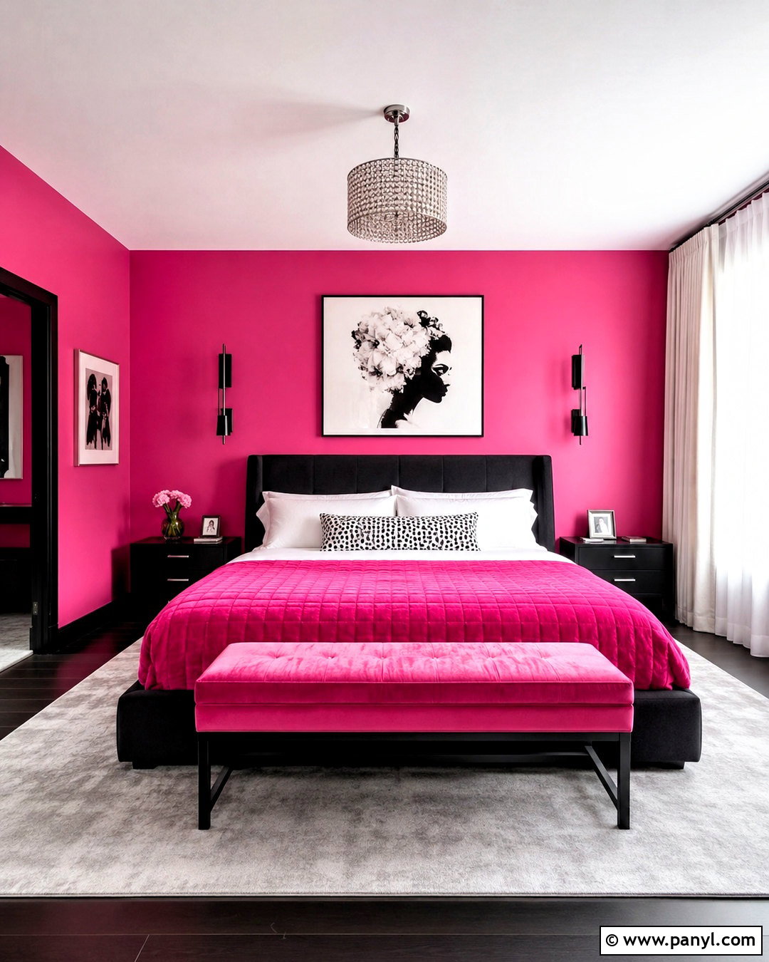 Bright Pink And Black Bedroom - 20 bright pink bedroom ideas
