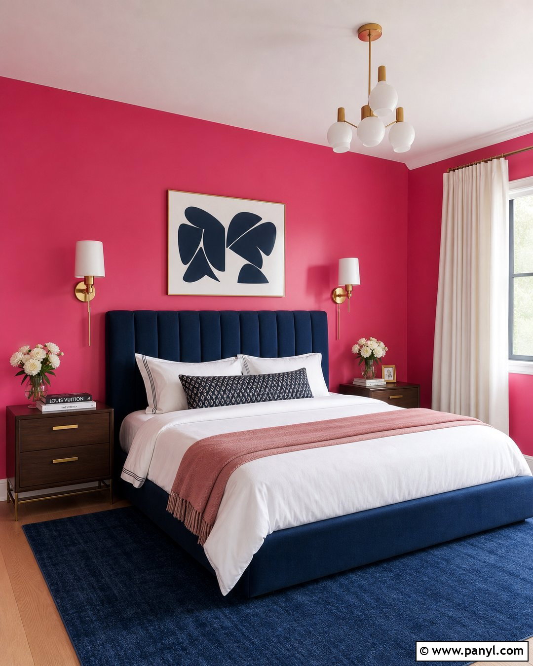 Bright Pink Bedroom With Navy Blue - 20 Bright Pink Wall Color Ideas