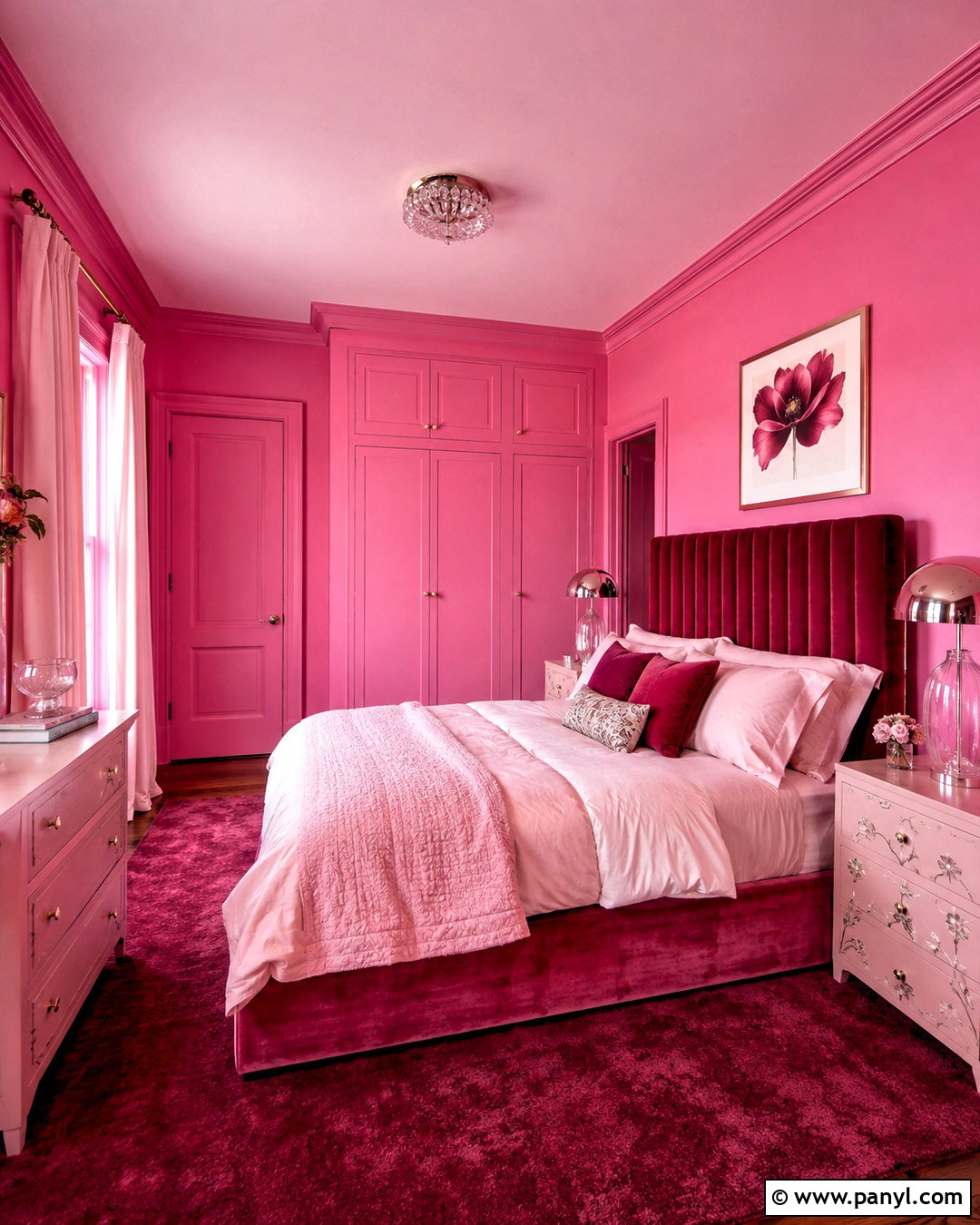 Bright Pink Color Drenched Bedroom - 20 bright pink bedroom ideas