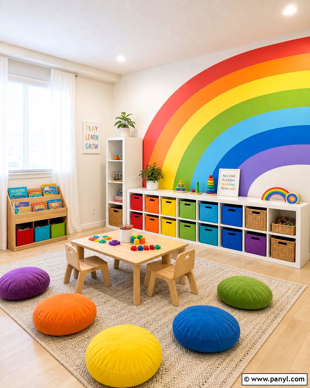Bright Rainbow Wall Mural - 20 rainbow wall mural ideas