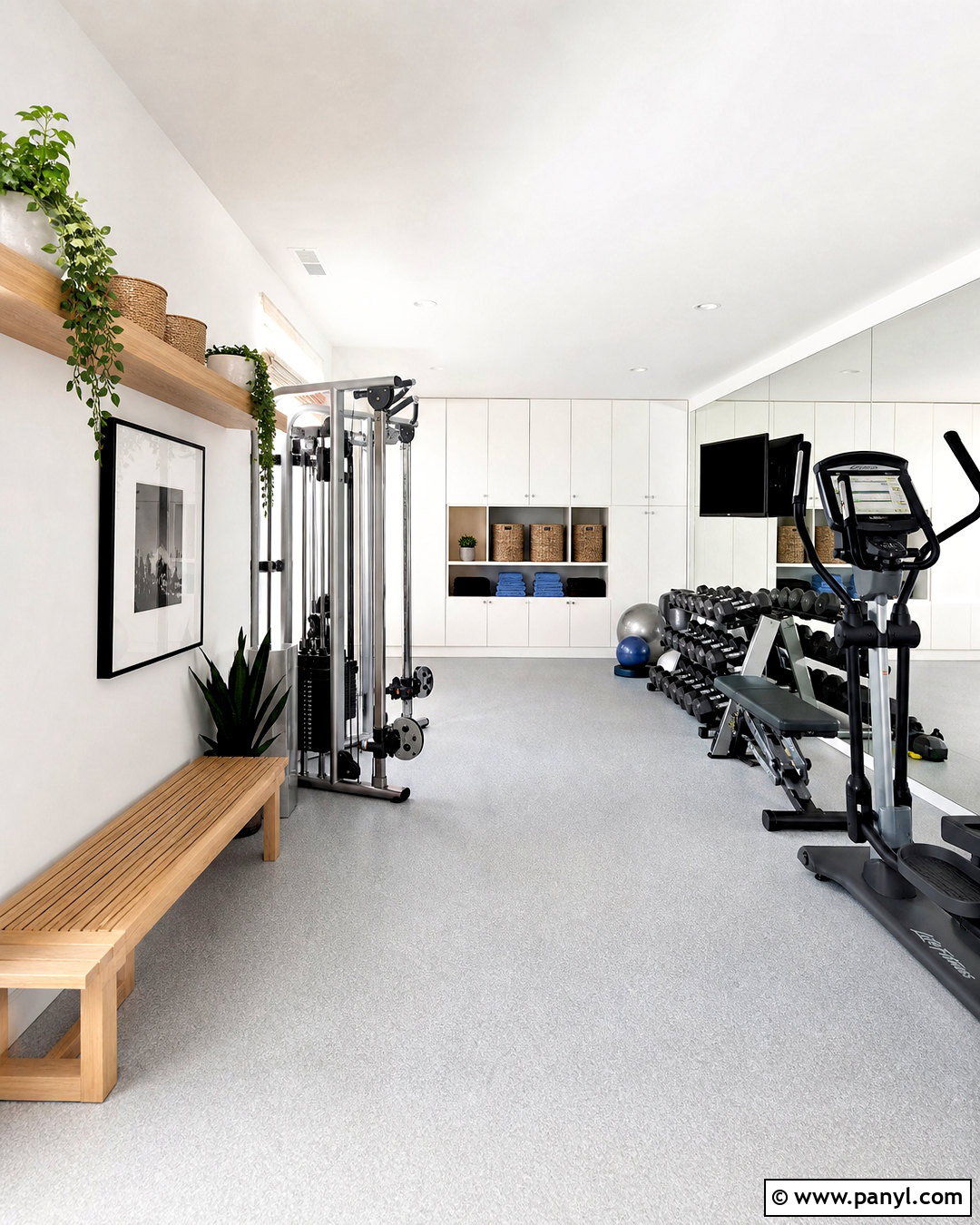Bright White Gym Room - 20 house gym room ideas