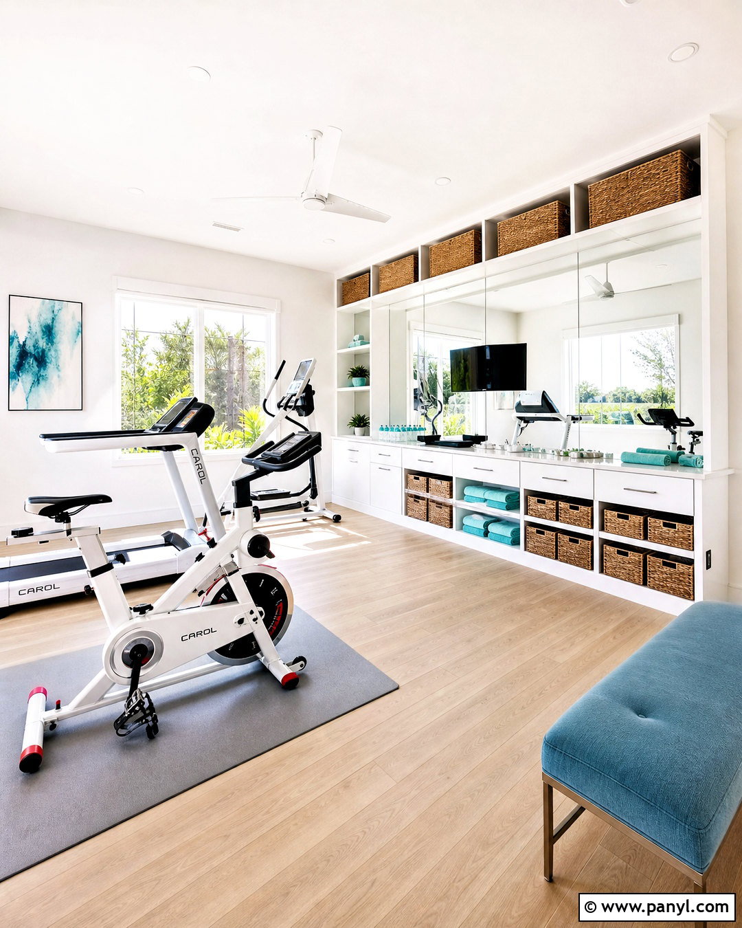 Bright White Home Gym - 20 gym decorating ideas