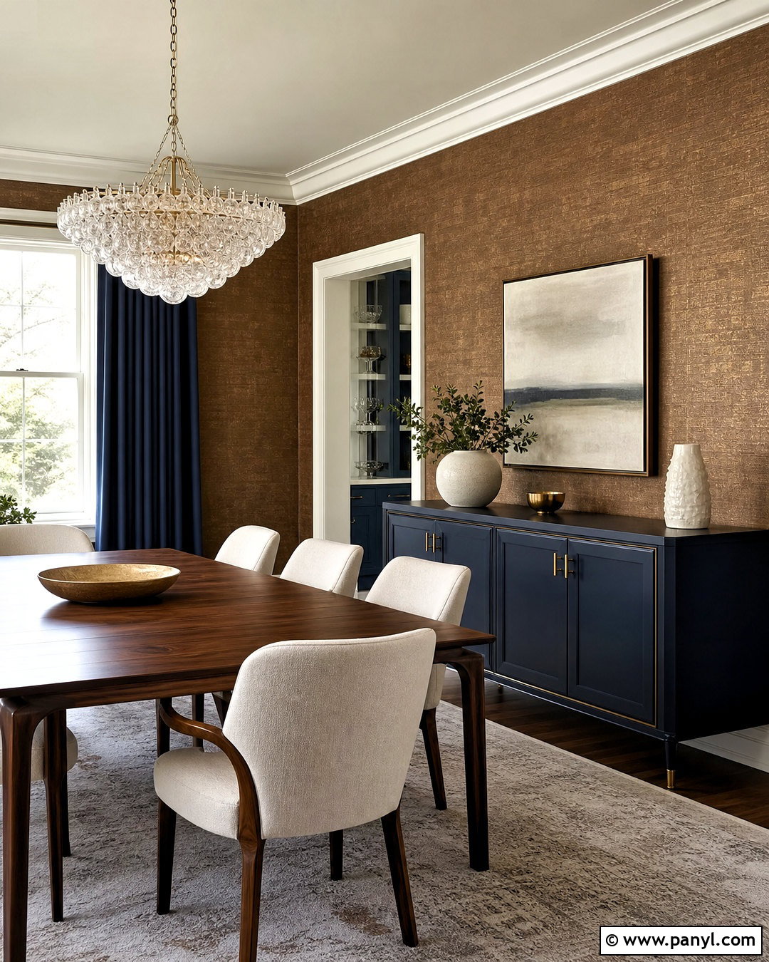 Bronze And Navy Dining Room Wall - 20 bronze wall ideas