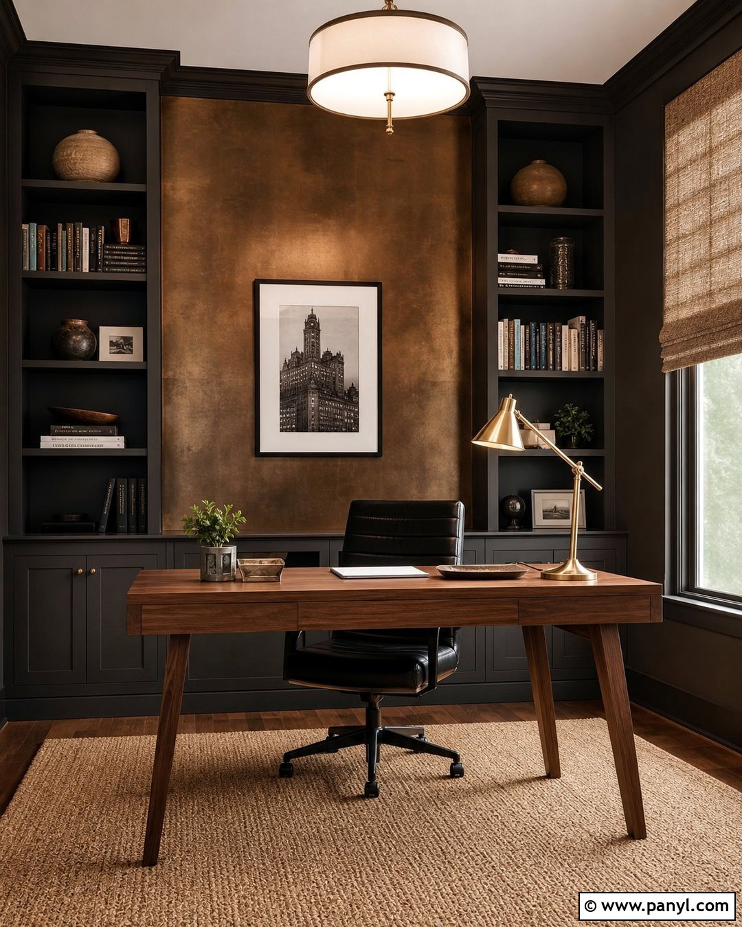 Bronze Metallic Home Office Wall - 35 metallic paint walls