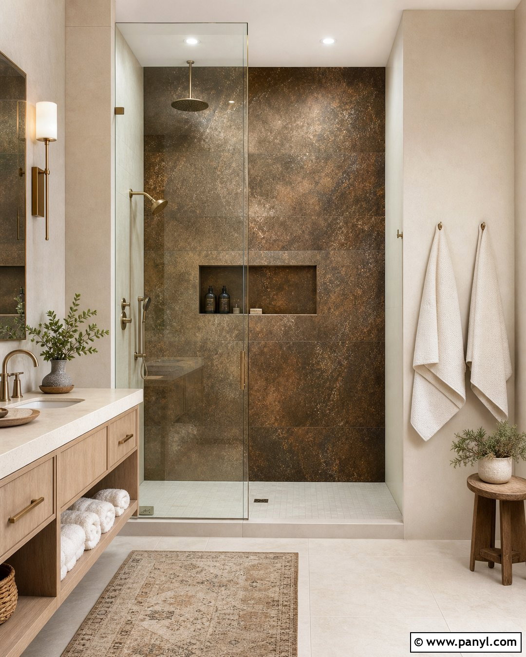 20 Metallic Accent Wall Bathroom Ideas for Luxe, Modern Spaces