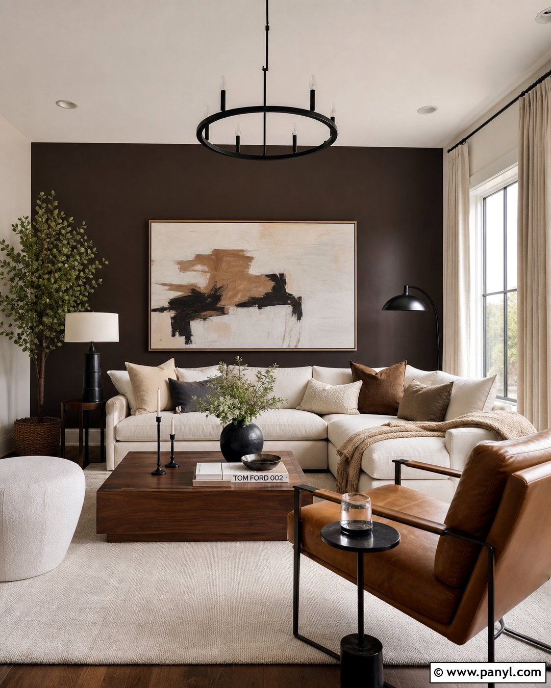 Brown Accent Wall Living Room - 35 Brown Wall Room Ideas
