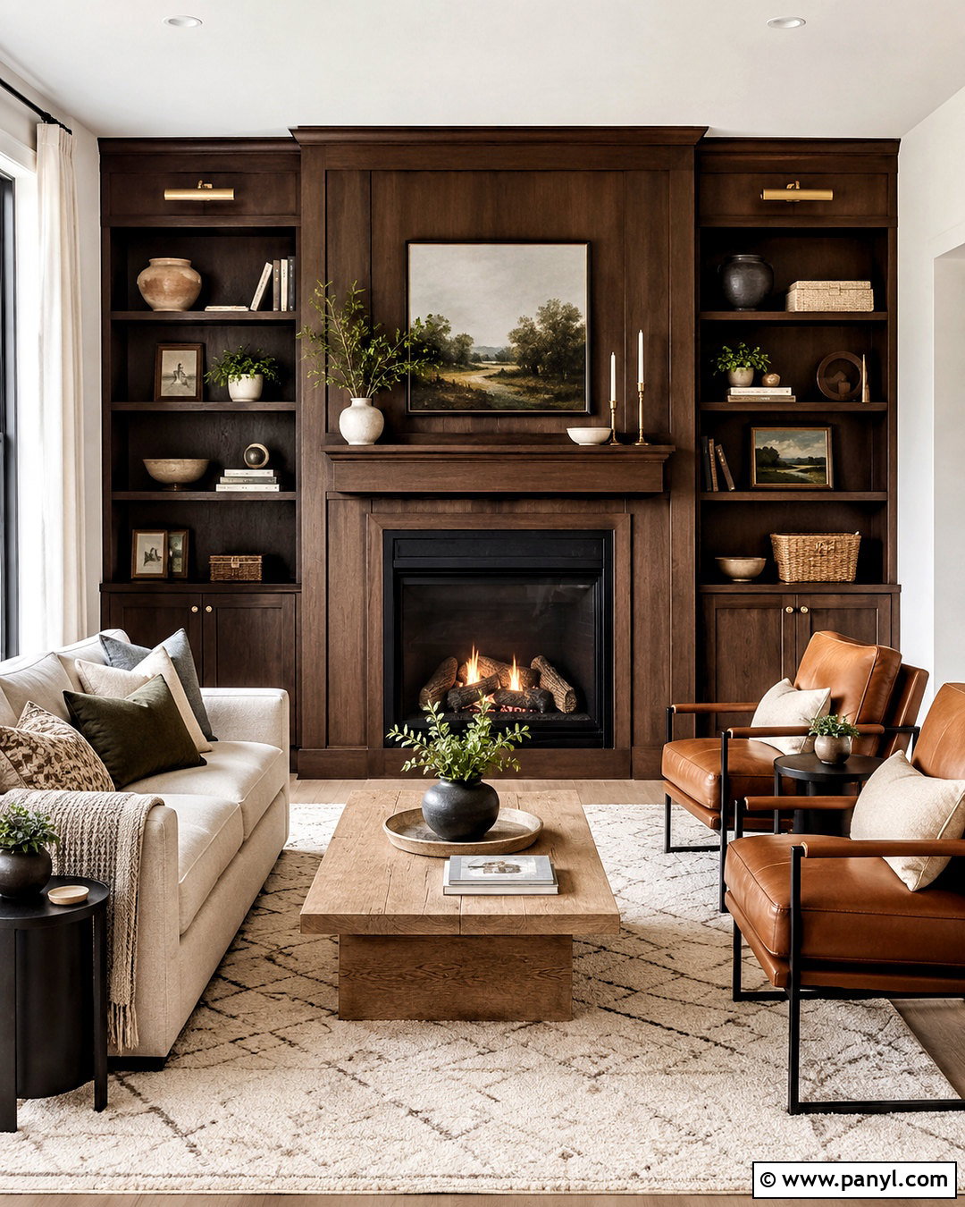 Brown Accent Wall Living Room With Fireplace - 20 brown living room walls