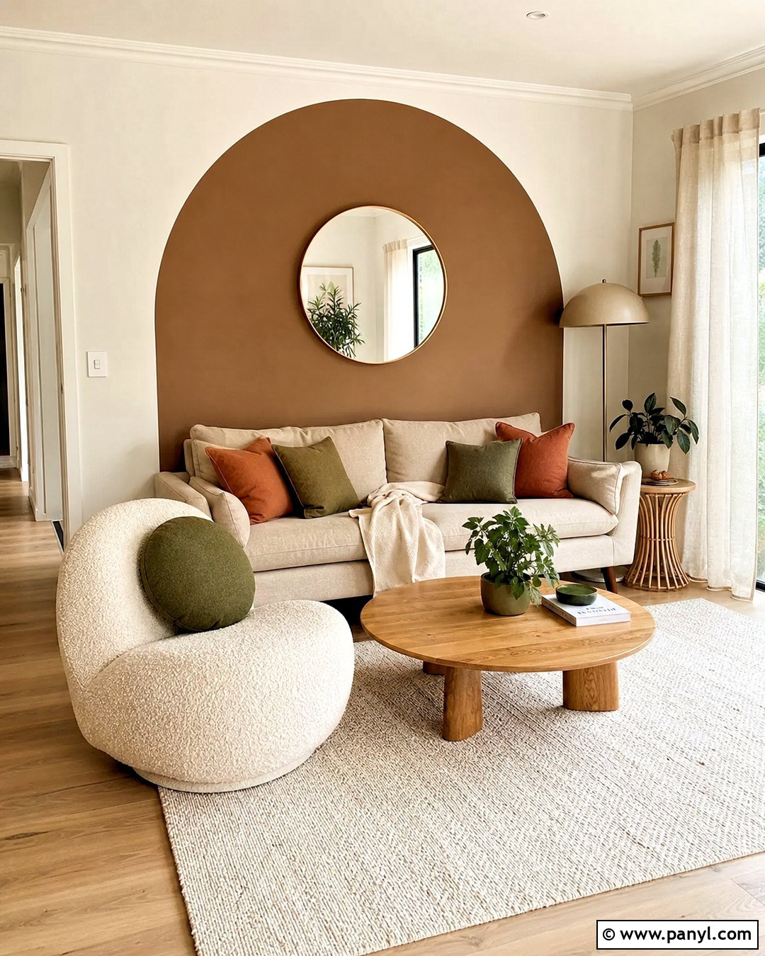 Brown Accent Wall With Arched Detail - 20 brown accent wall living room ideas