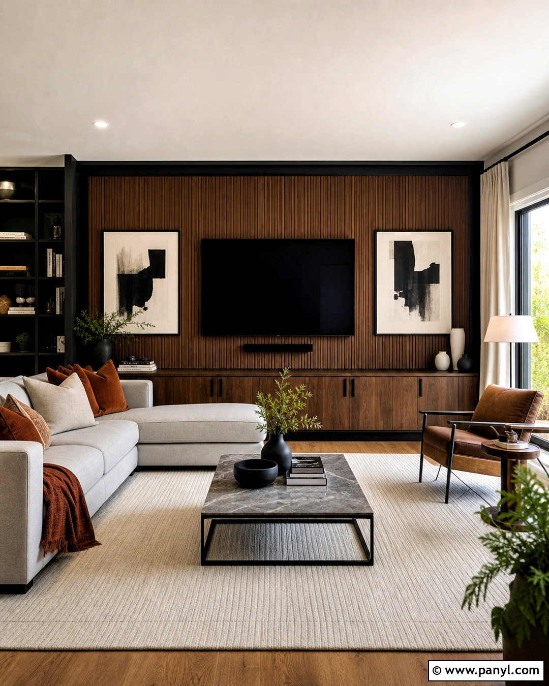 Brown Accent Wall With Black Trim - 20 brown accent wall living room ideas