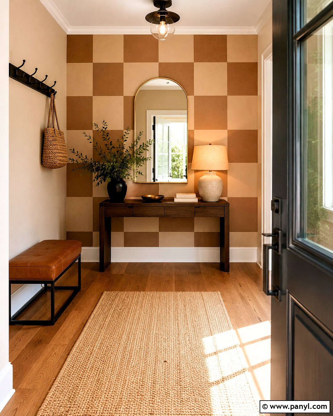 Brown And Beige Checkerboard Entryway Wall - 20 checkerboard wall ideas