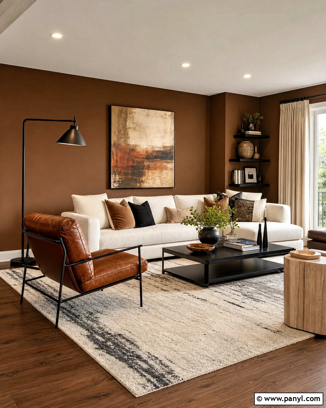 Brown And Black Modern Living Room - 20 brown rooms paint ideas