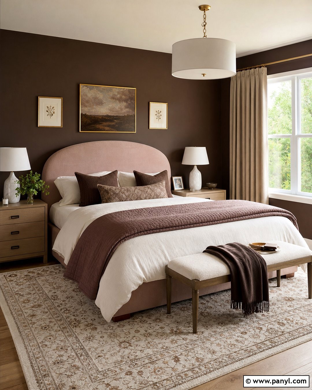 Brown And Blush Bedroom - 35 Brown Wall Room Ideas