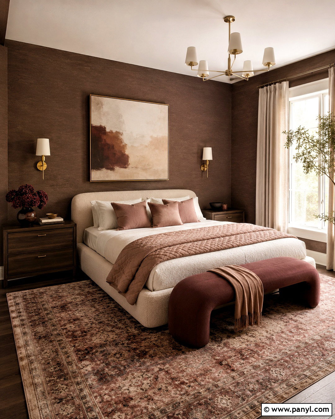 Brown And Blush Pink Bedroom - 20 brown wall bedroom ideas