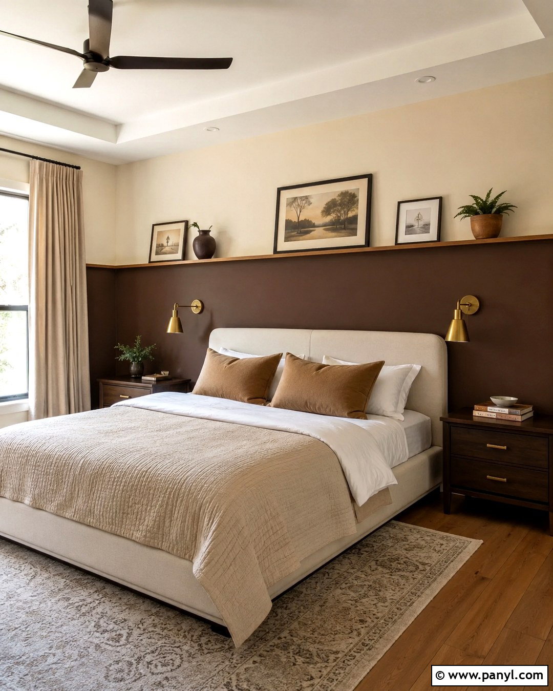 Brown And Cream Accent Wall - 20 Two Color Accent Wall Ideas