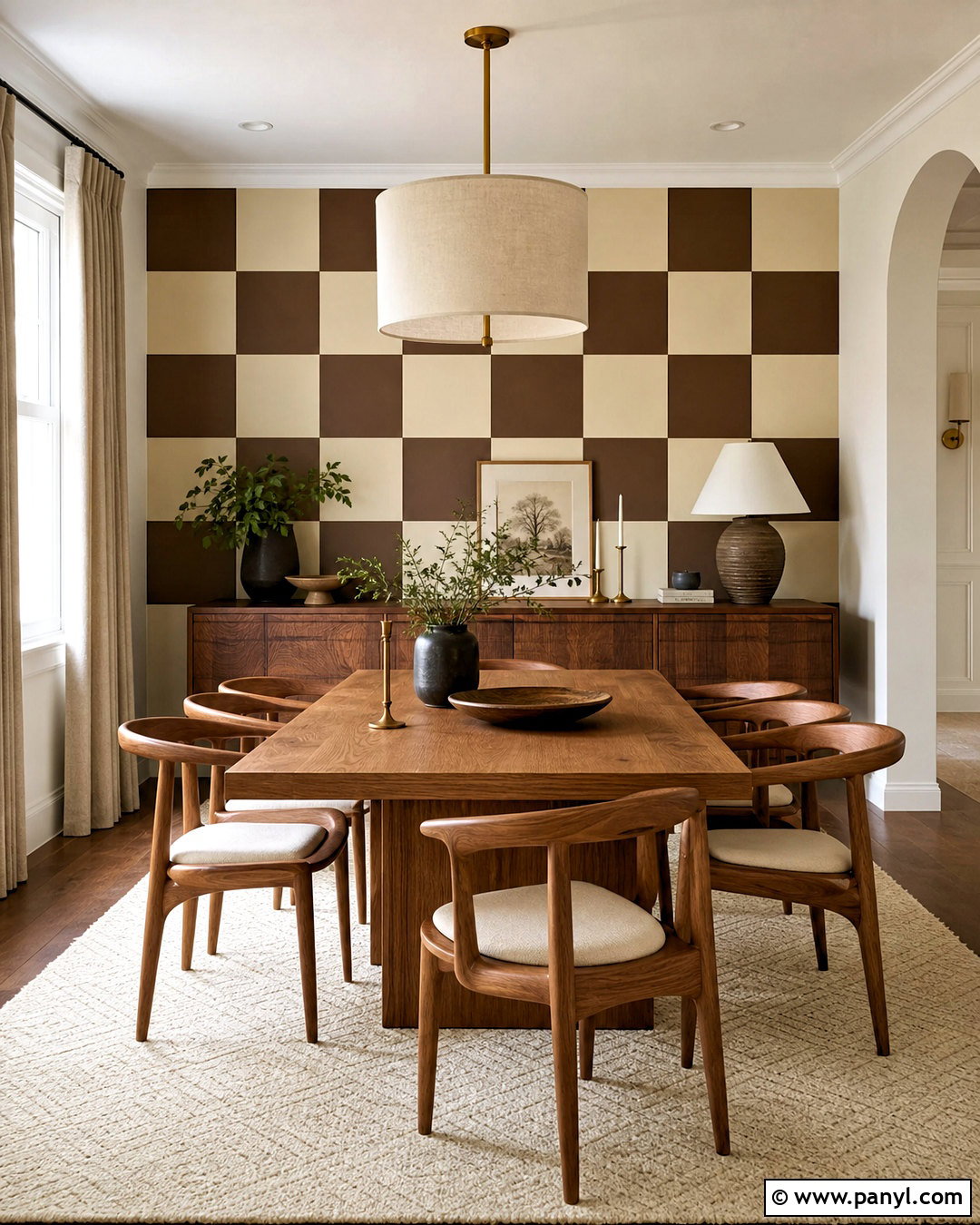 Brown And Cream Checkered Accent Wall - 20 checkered accent wall ideas