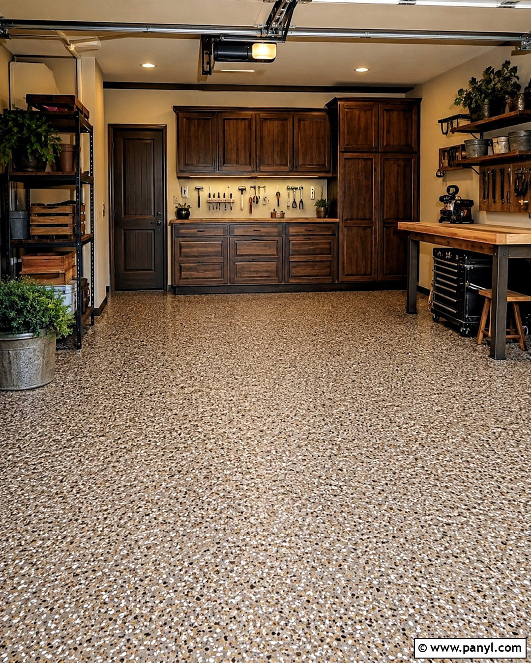 Brown And Cream Flake Garage Floor - 20 painted garage floors