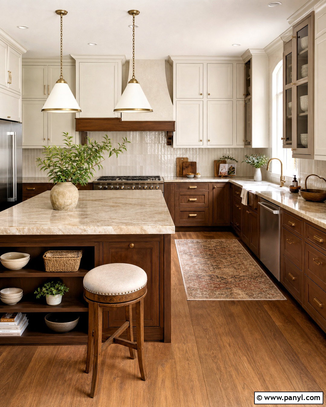Brown And Cream Two-Tone Kitchen - 20 kitchen design brown ideas
