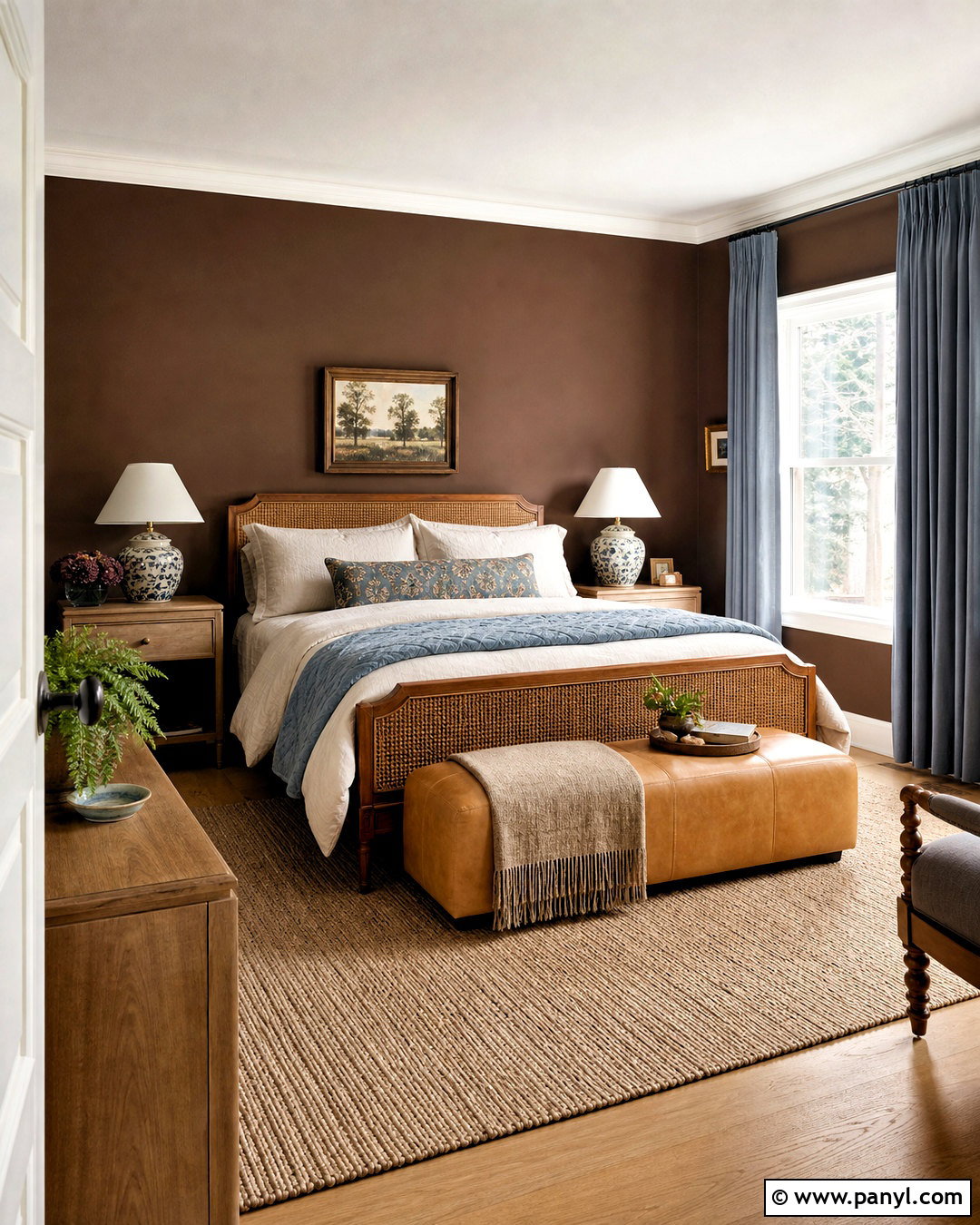 Brown And Dusty Blue Bedroom - 20 brown rooms paint ideas