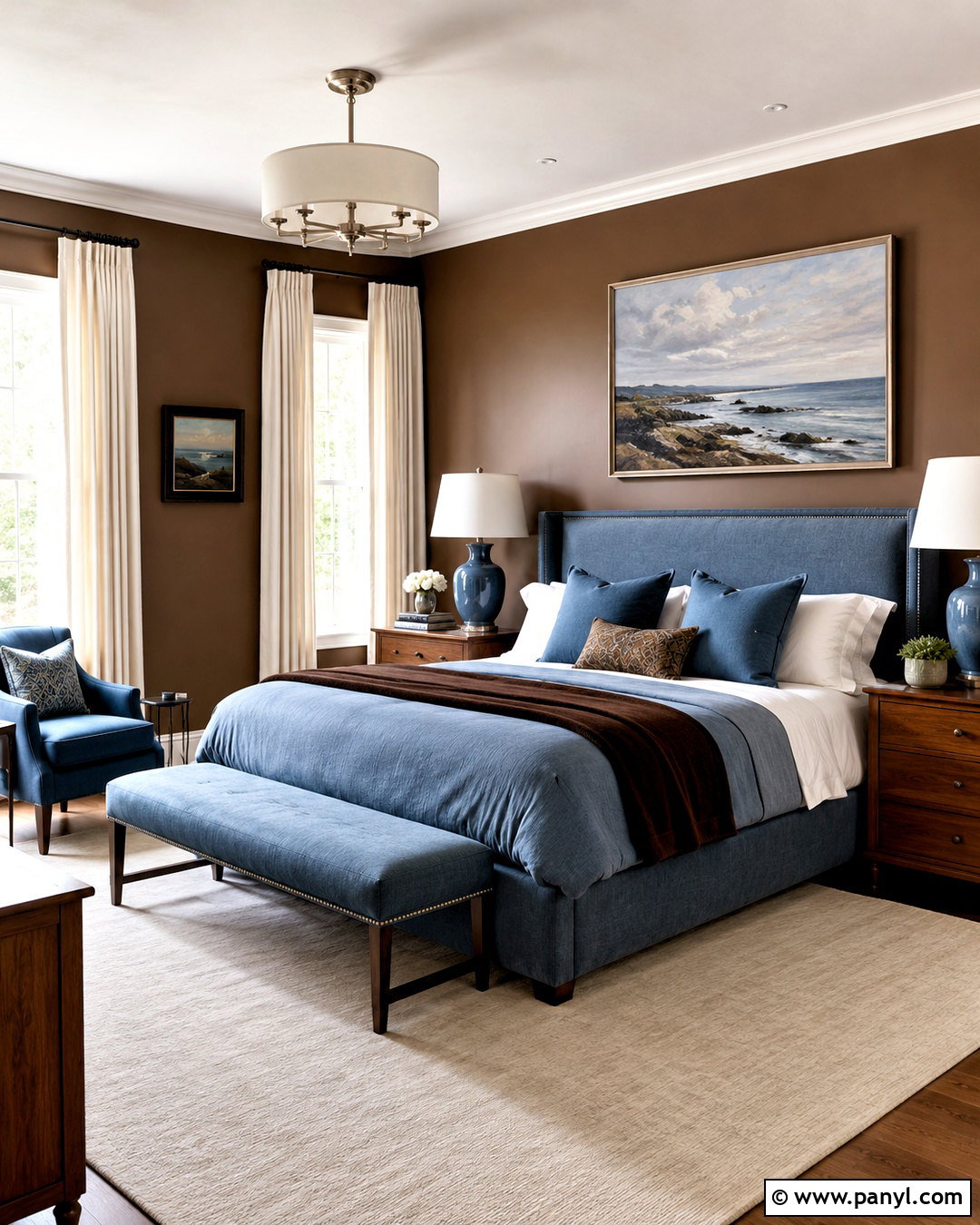 Brown And Dusty Blue Bedroom - 20 brown wall bedroom ideas