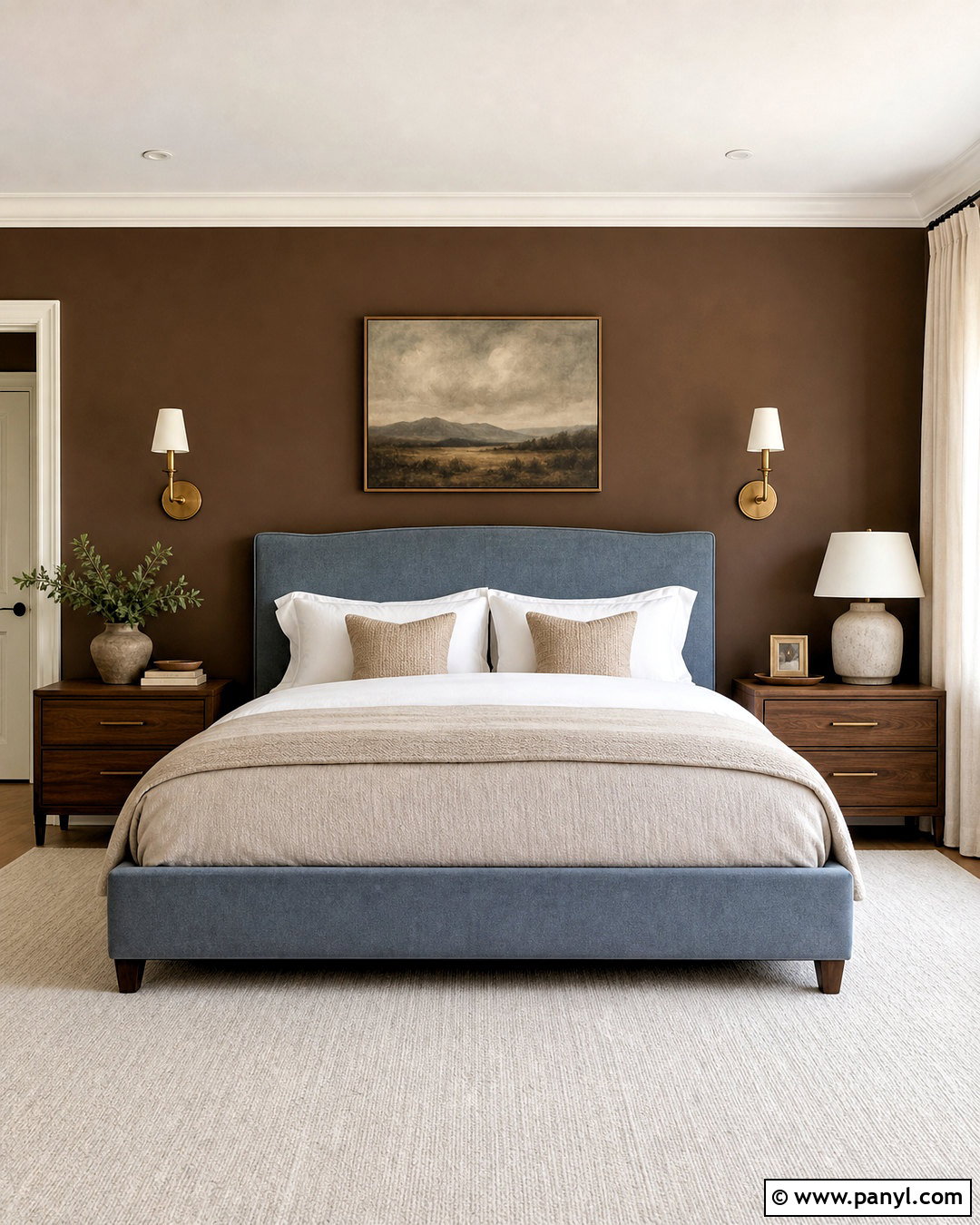 Brown And Dusty Blue Bedroom - 20 brown paint bedroom ideas