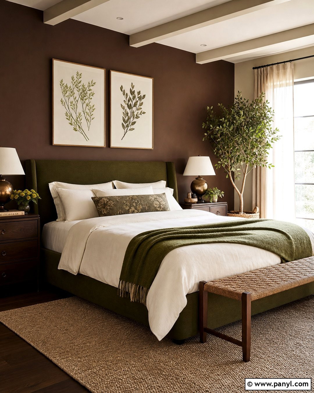 Brown And Green Bedroom - 35 Brown Wall Room Ideas