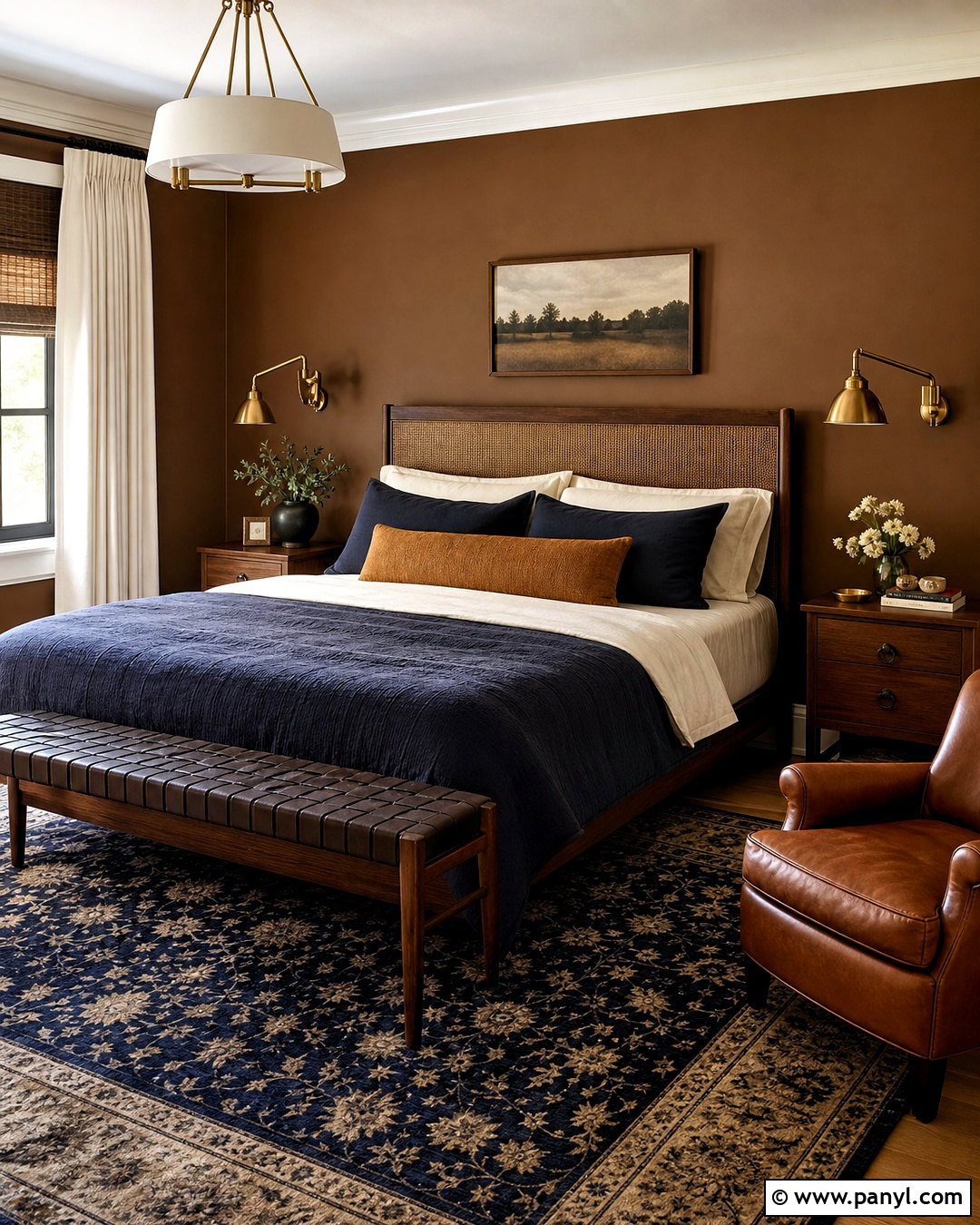 Brown And Navy Bedroom - 20 warm brown bedroom ideas