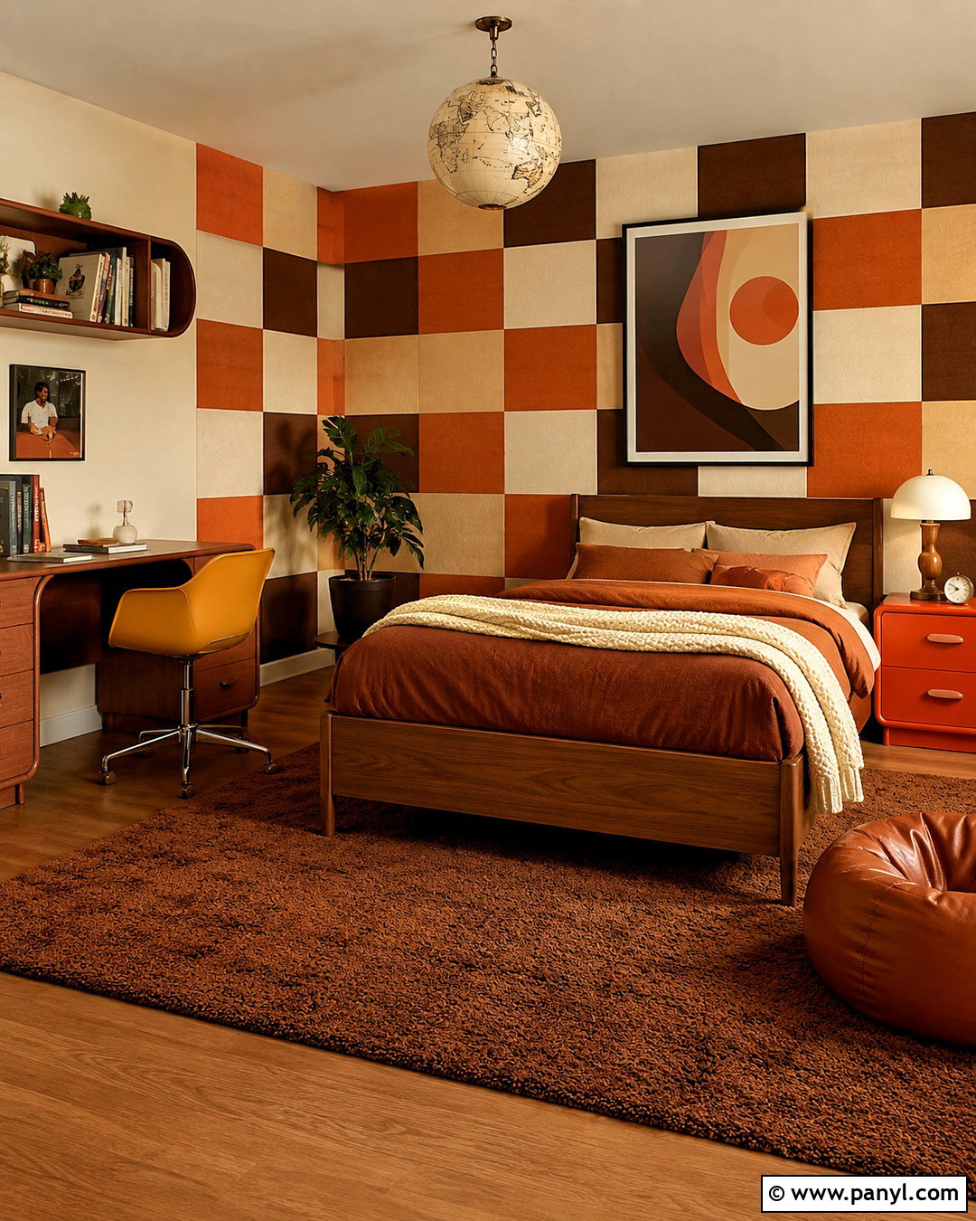 Brown And Orange Checkered Boys Room - 20 checkered boys room ideas