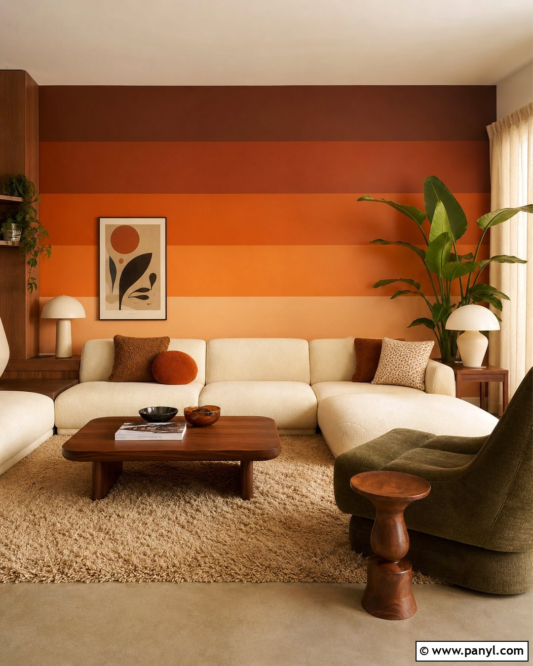 Brown And Orange Gradient Wall Paint - 30 retro wall paint ideas